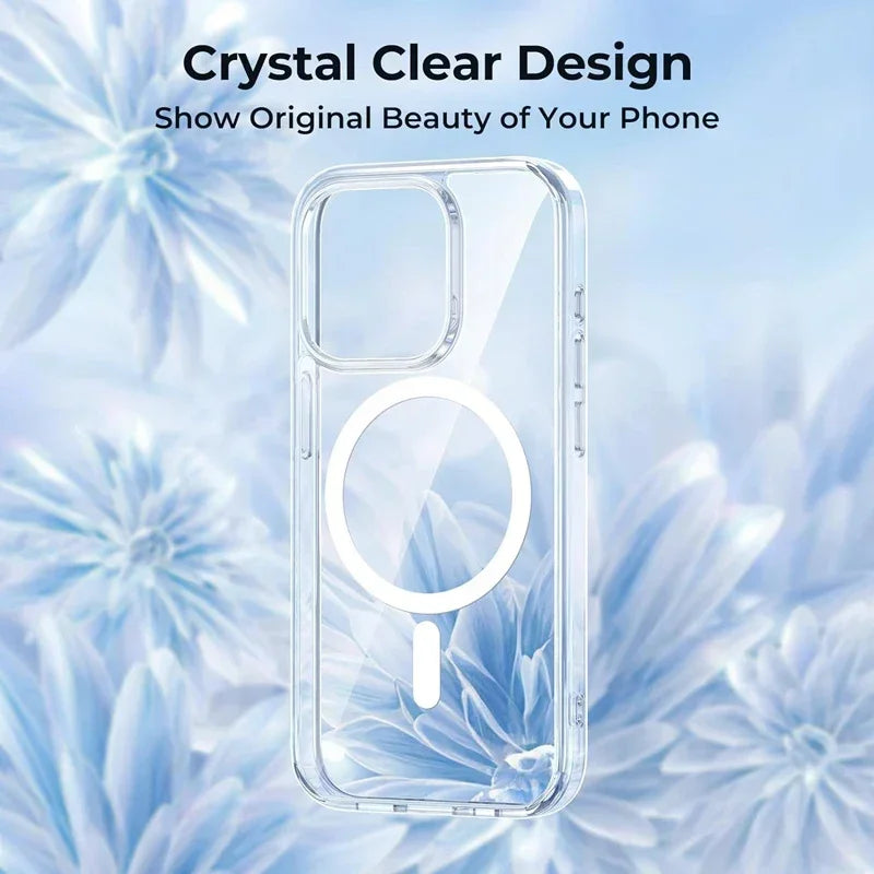 Magnetic Original Clear Case For iPhone 16 15 14 13 12 11 Pro Max Plus mini XS XR Funda For Magsafe Silicone Transparent Cover